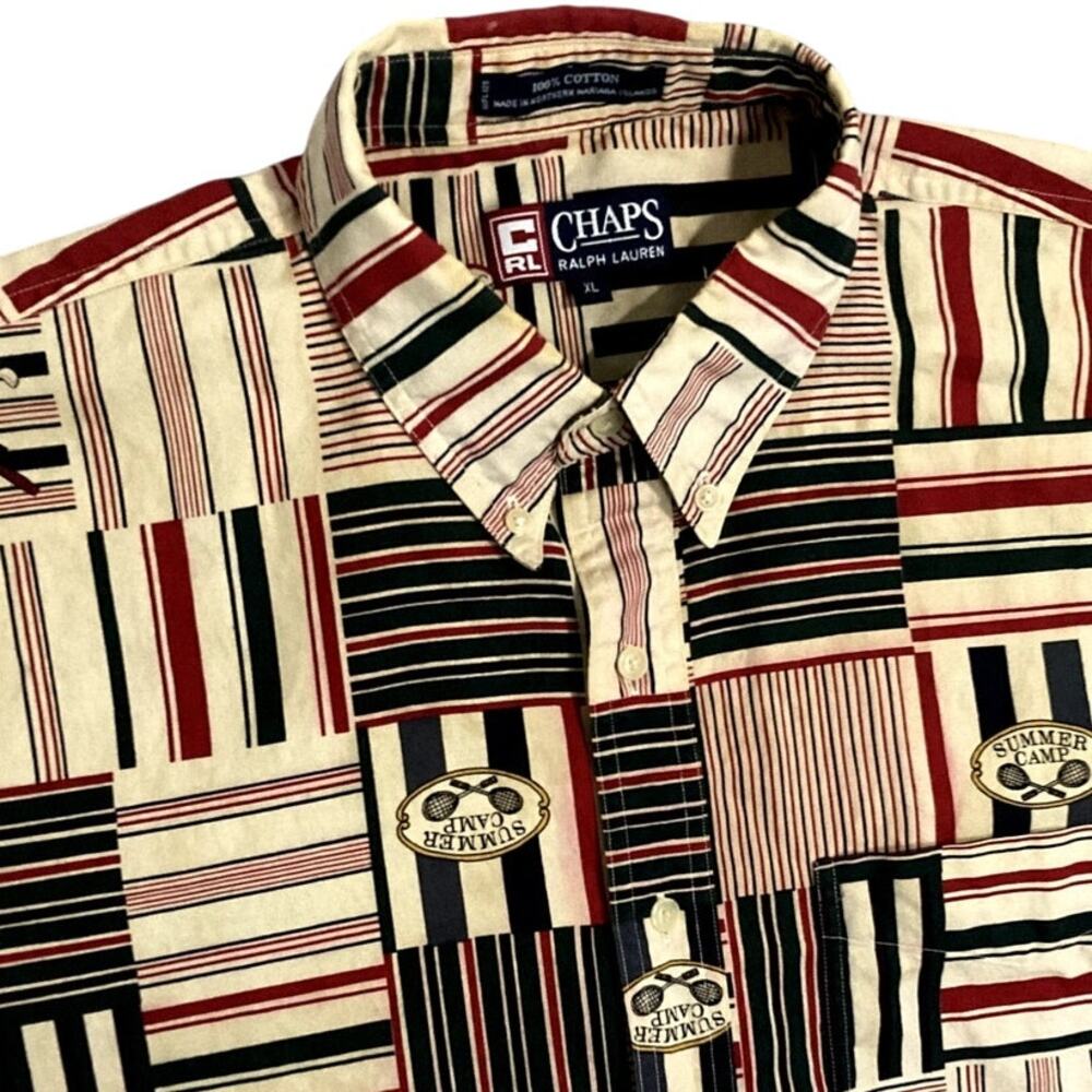 Ralph Lauren Chaps Vintage Shirt Mens XL* All Around Print Summer Camp Golf Club